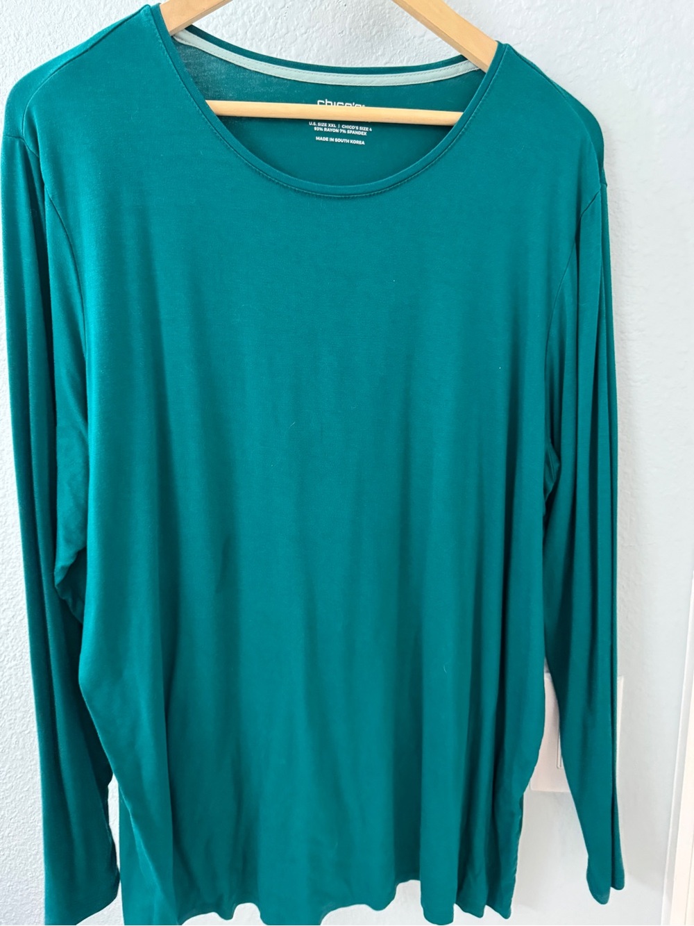 Chico's Deep Teal Long-Sleeve Crewneck Top